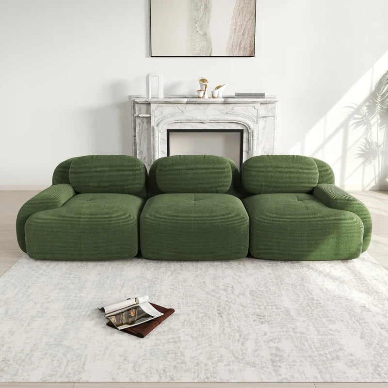 Canapé nuage 3 places en velours côtelé vert
